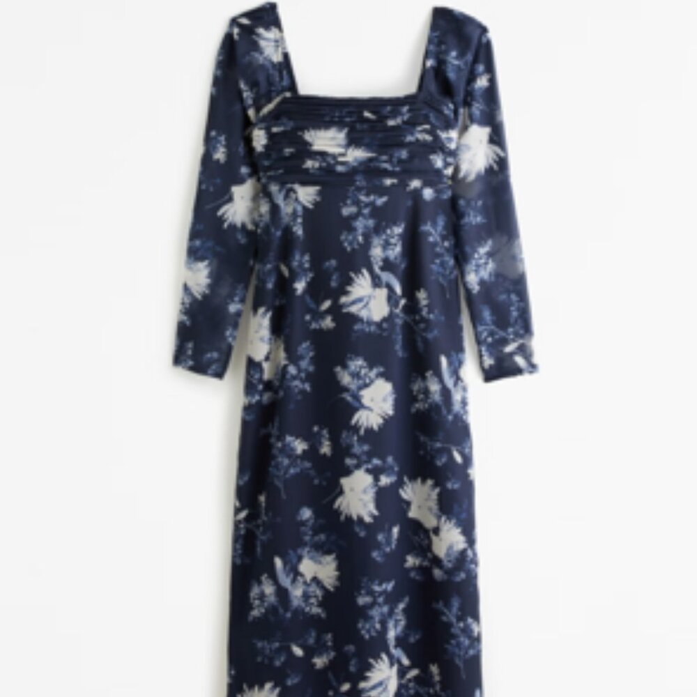 NWT Abercrombie & Fitch A&F Emerson Chiffon Long Sleeve Midi Dress Medium
